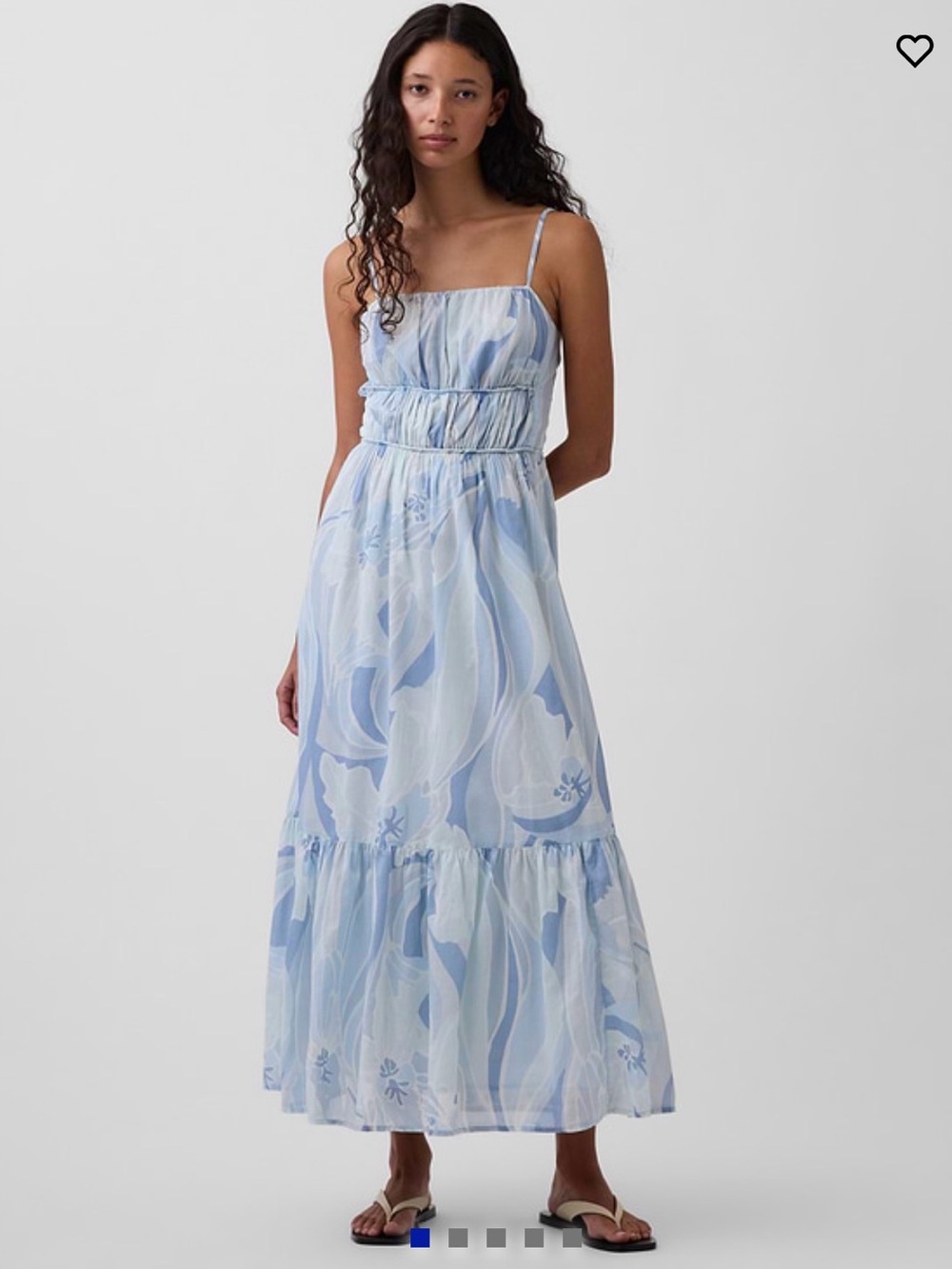 GAP Tiered Tie-back Light Blue Floral Spaghetti-Strap Maxi Dress